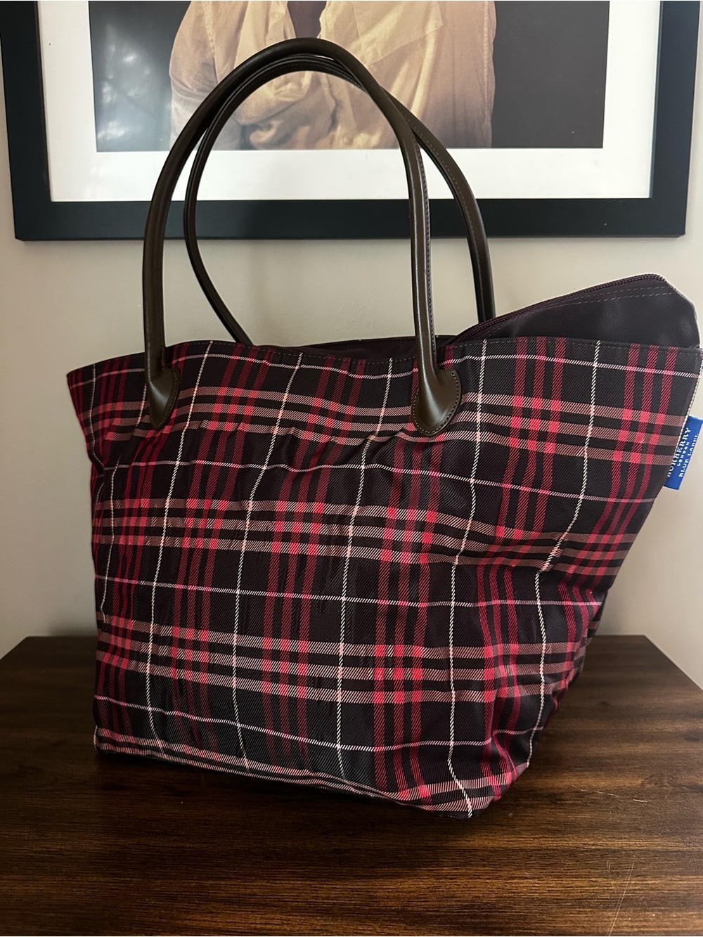 Burberry Blue Label Red Plaid Tote